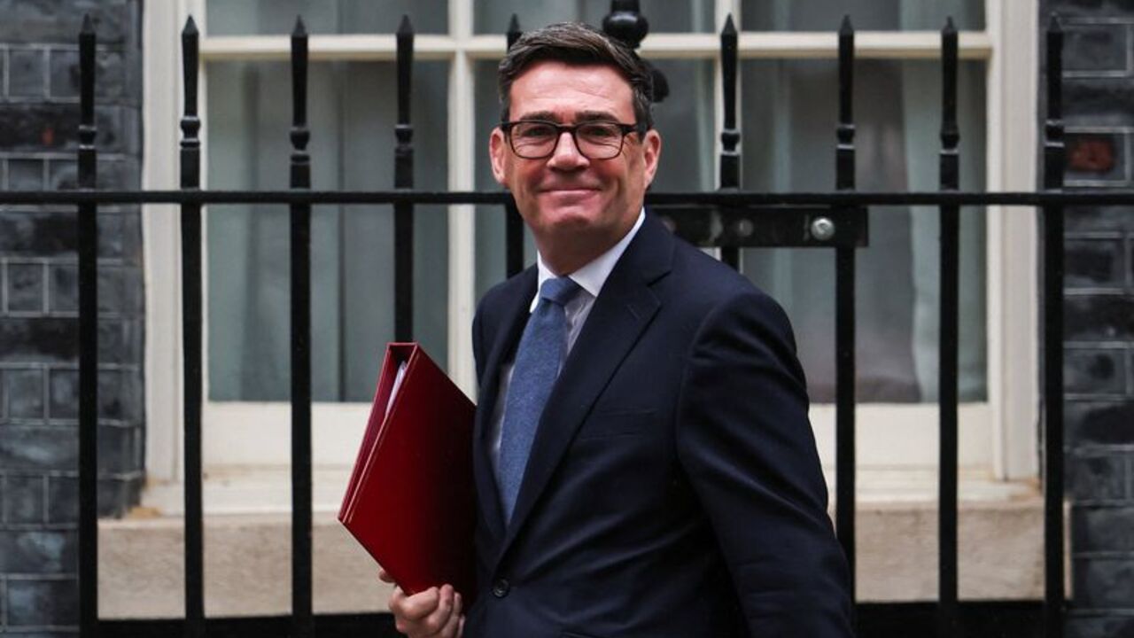 British Prime Minister Andy Burnham leaves for his first PMQs