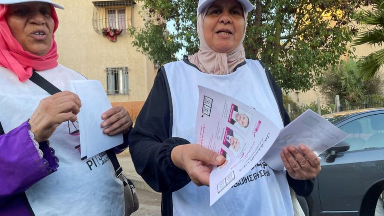 Women campaign for the Istiqlal party in Sala Al Jadida