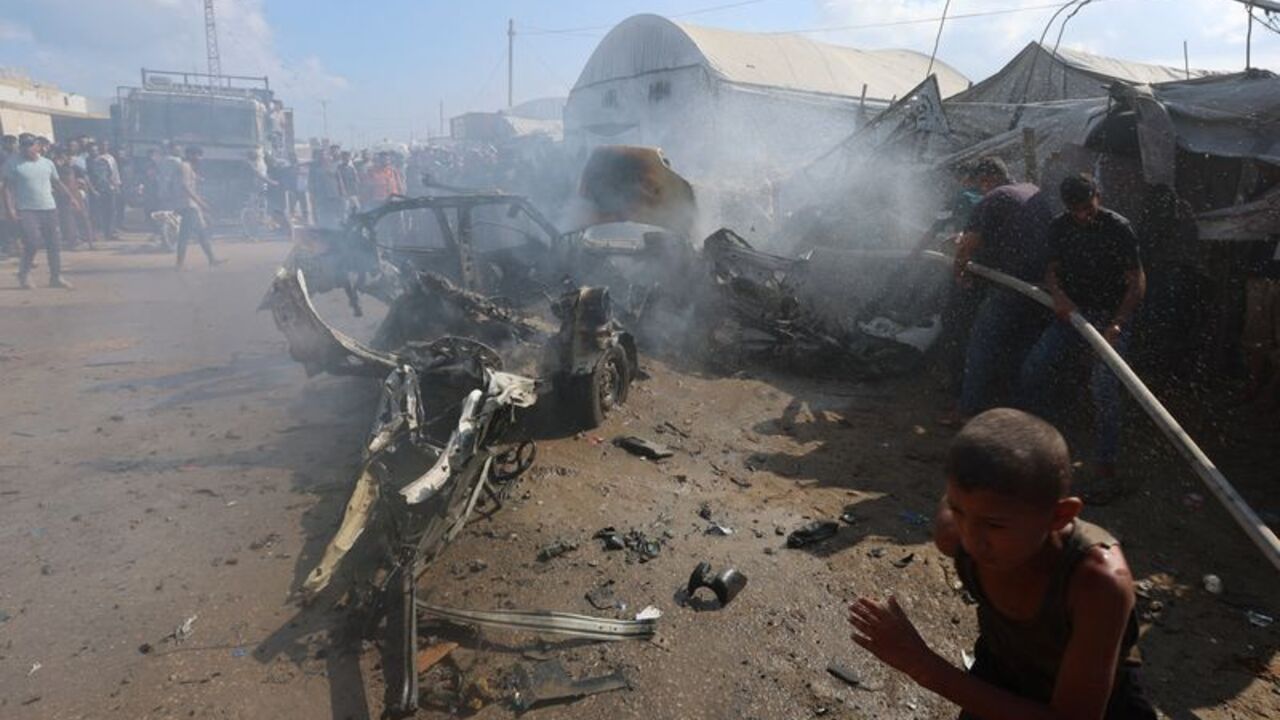 Vehicle hit by an Israeli airstrike in Khan Younis