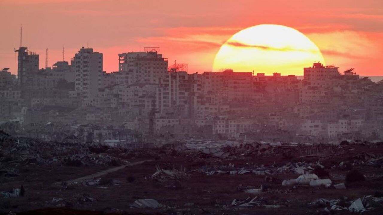 The sun sets over Gaza