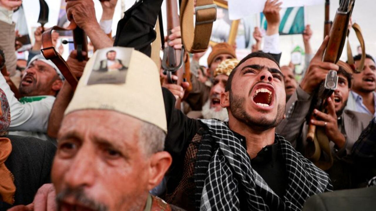 FILE PHOTO: Houthi supporters hold anti-Saudi rally amid escalation with the kingdom