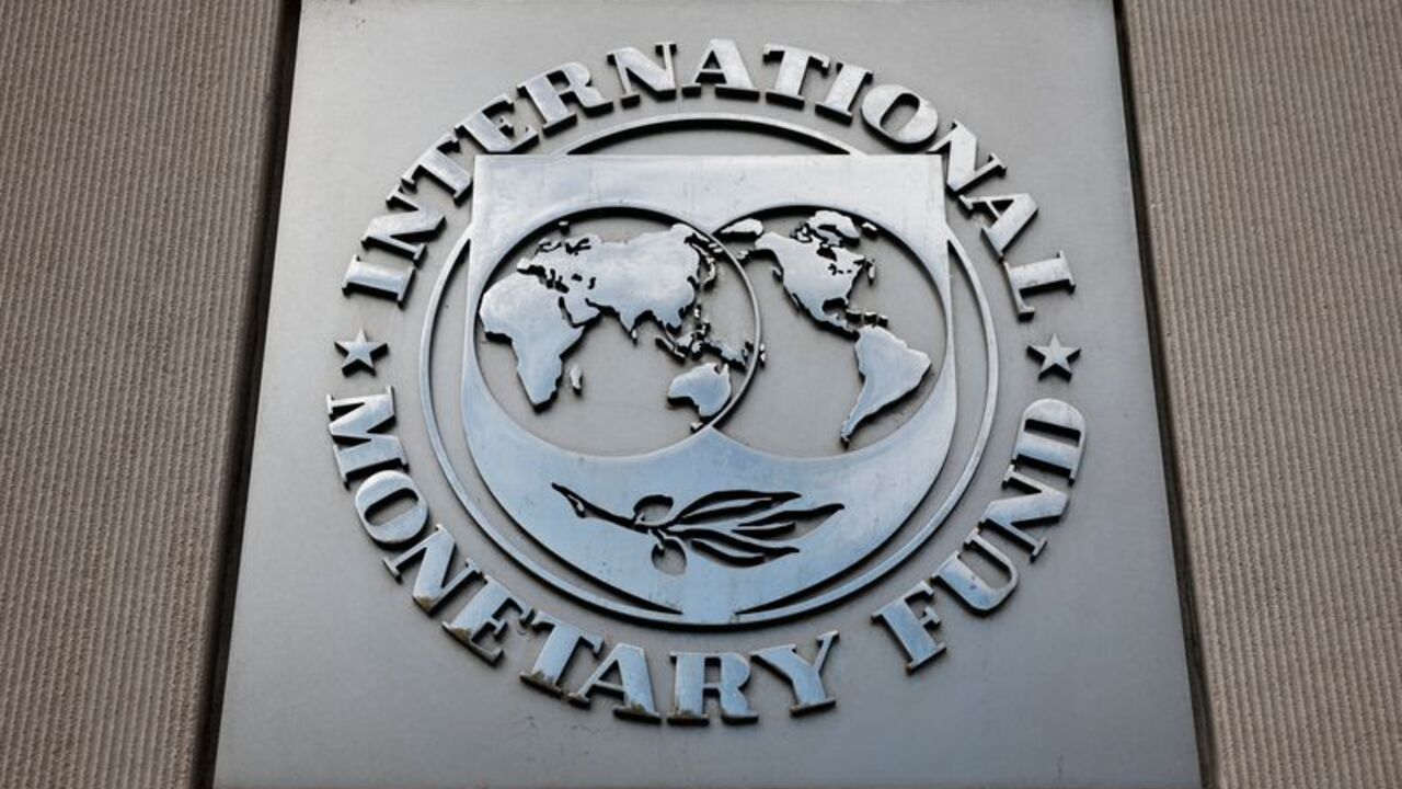 FILE PHOTO: A view of the International Monetary Fund (IMF) logo at its headquarters in Washington, D.C.