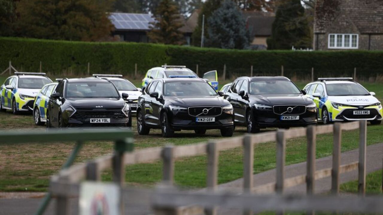 Emergency vehicles are parked at Fairford Youth Football club, in Fairford