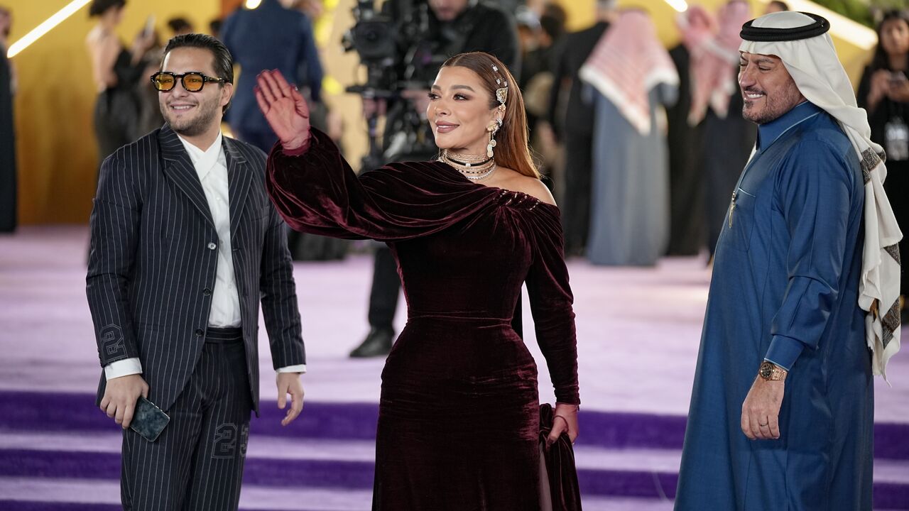 Assala Nasri (C) attends the 2025 Joy Awards at The Venue, Riyadh, Saudi Arabia, Jan. 18, 2025.