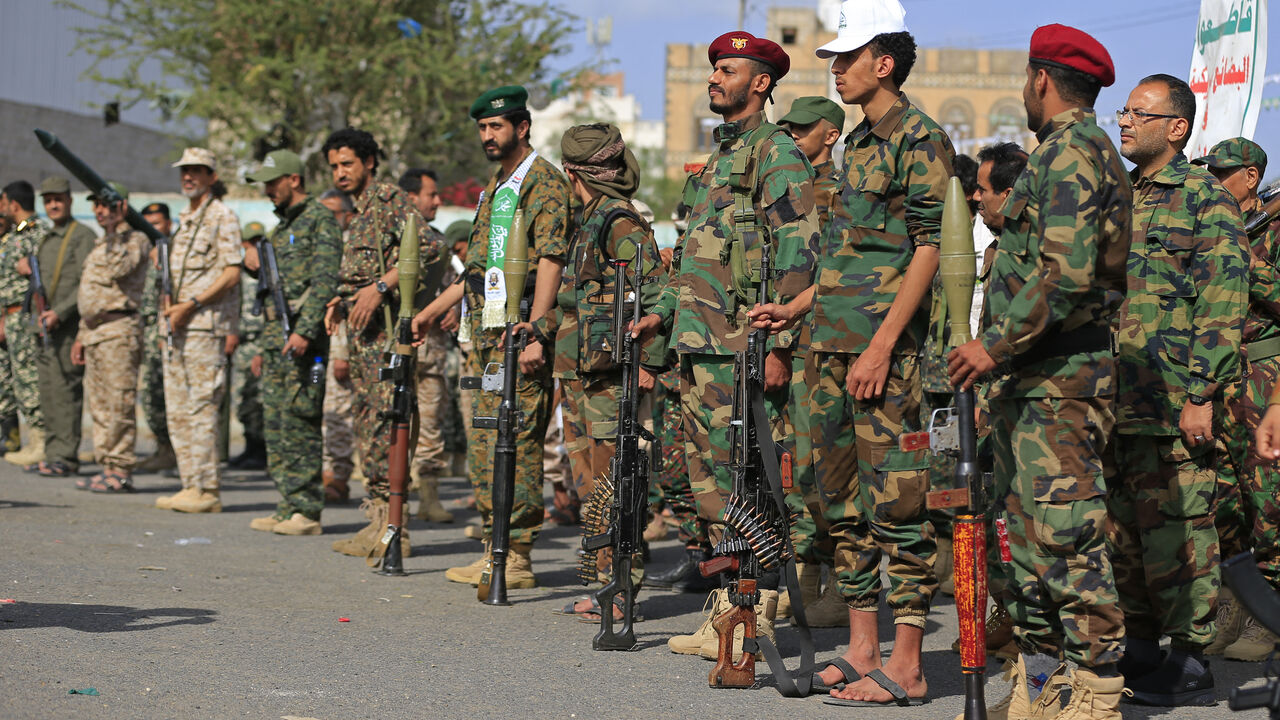 Fighters loyal to the Houthi authorities gather in Sanaa on Sept. 10, 2026. 