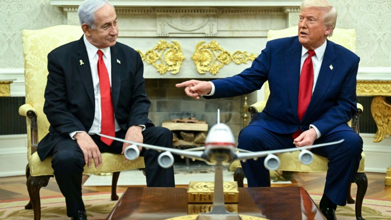 US President Donald Trump meets with Israeli Prime Minister Benjamin Netanyahu in the Oval Office of the White House on April 7, 2025