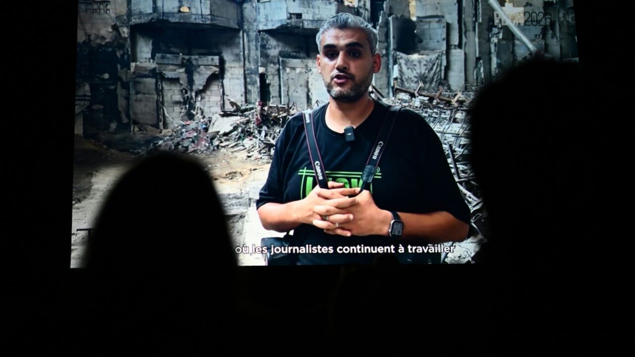 Palestinian photographer Mahmoud Abu Hamda was not at the Bayeux ceremony but sent a video message to the event