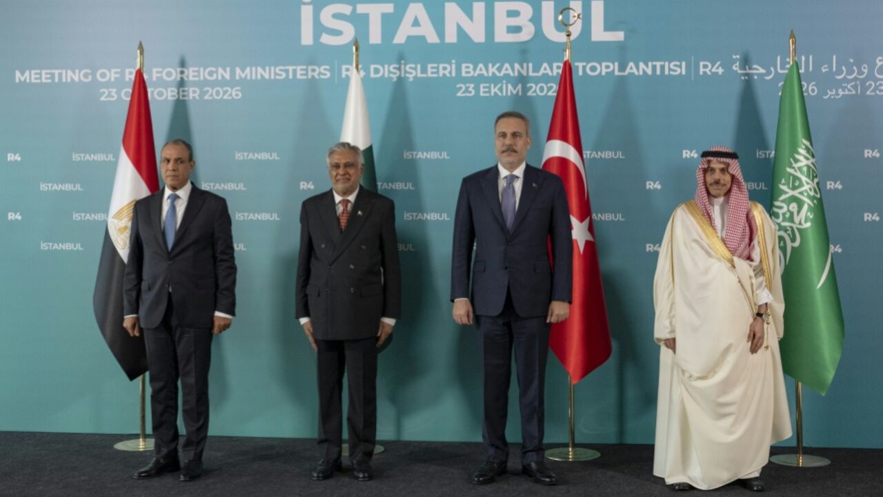Top diplomats from the newly created R4 group comprising Turkey, Saudi Arabia, Pakistan and Egypt meet in Istanbul