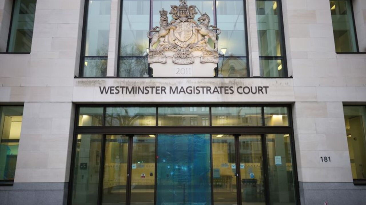 General view of an entrance of the Westminster Magistrates Court in London