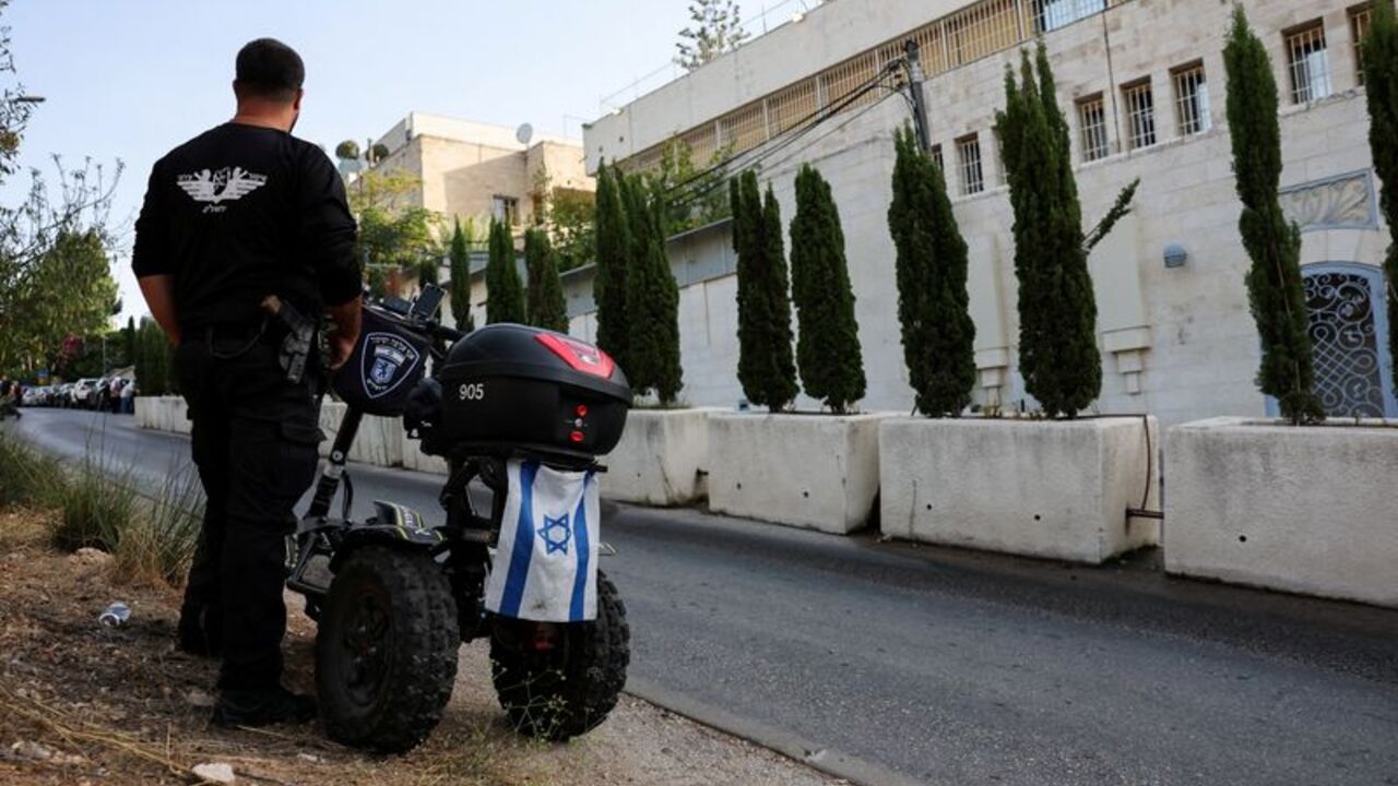 British consulate on the deadline set by Israel for its closure, in Jerusalem