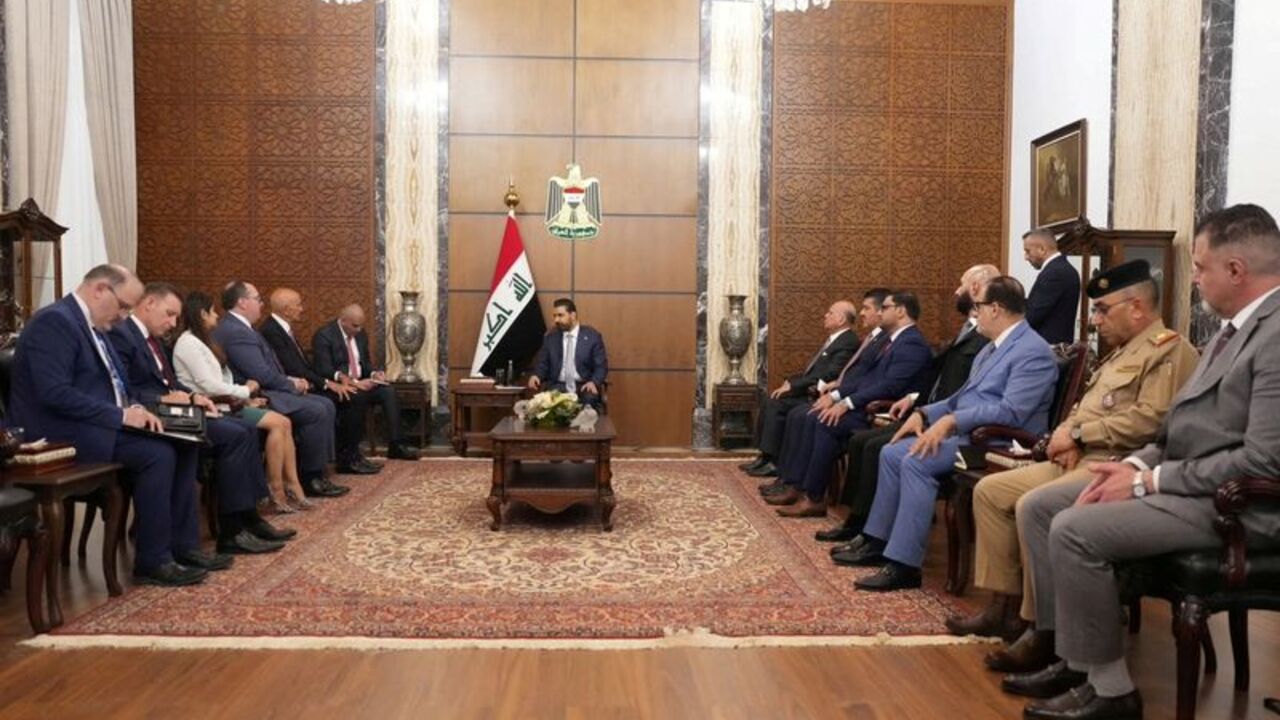 FILE PHOTO: Iraqi Prime Minister Ali al-Zaidi meets with U.S. Special Presidential Envoy Tom Barrack in Baghdad