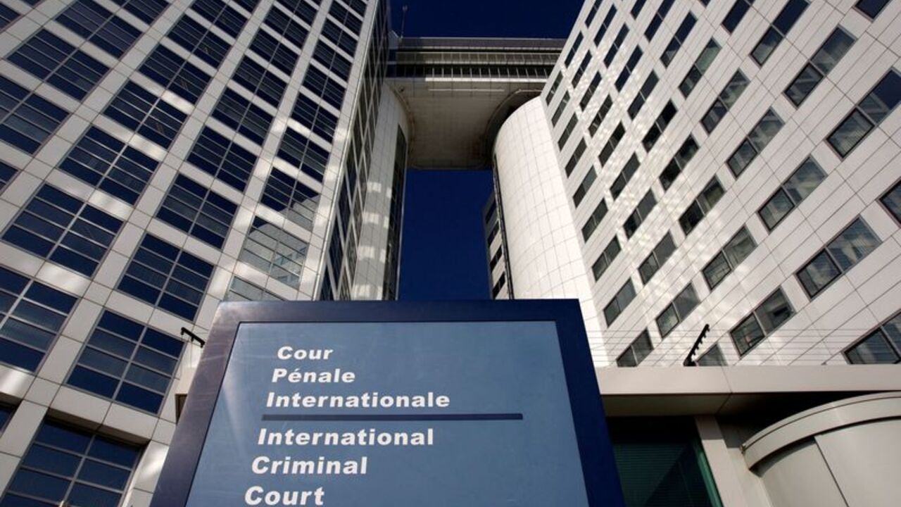 The entrance of the ICC is seen in The Hague