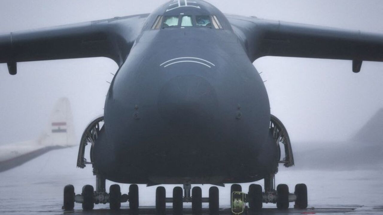 FILE PHOTO: U.S. military plane on the tarmac of Lajes air base in Terceira island, Azores