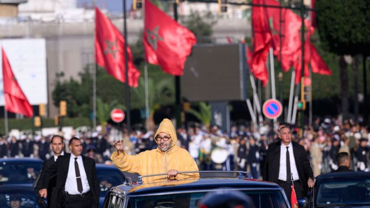 Morocco's King Mohammed VI salutes crowds in Rabat