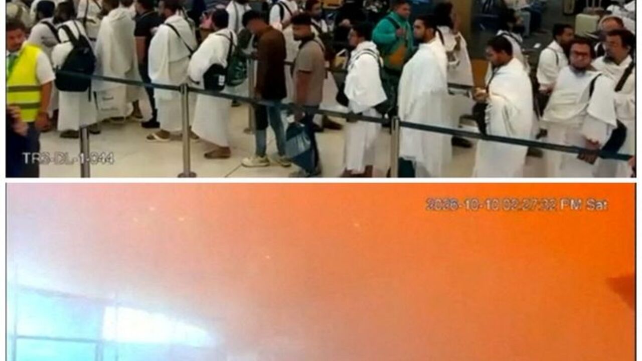 Surveillance footage shows before and during the moment of an attack at King Khalid International Airport in Riyadh