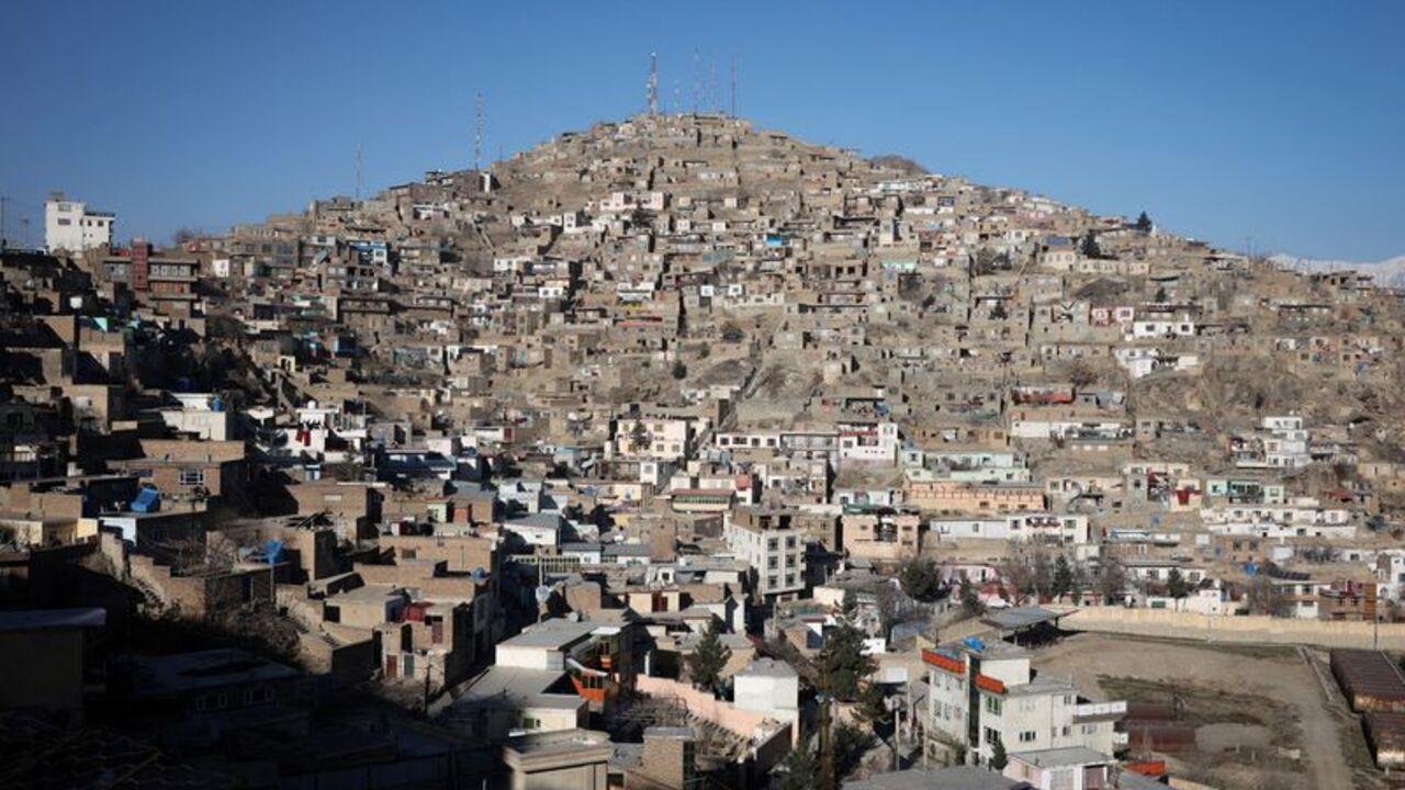 A general view of residential houses on a hill, in Kabul