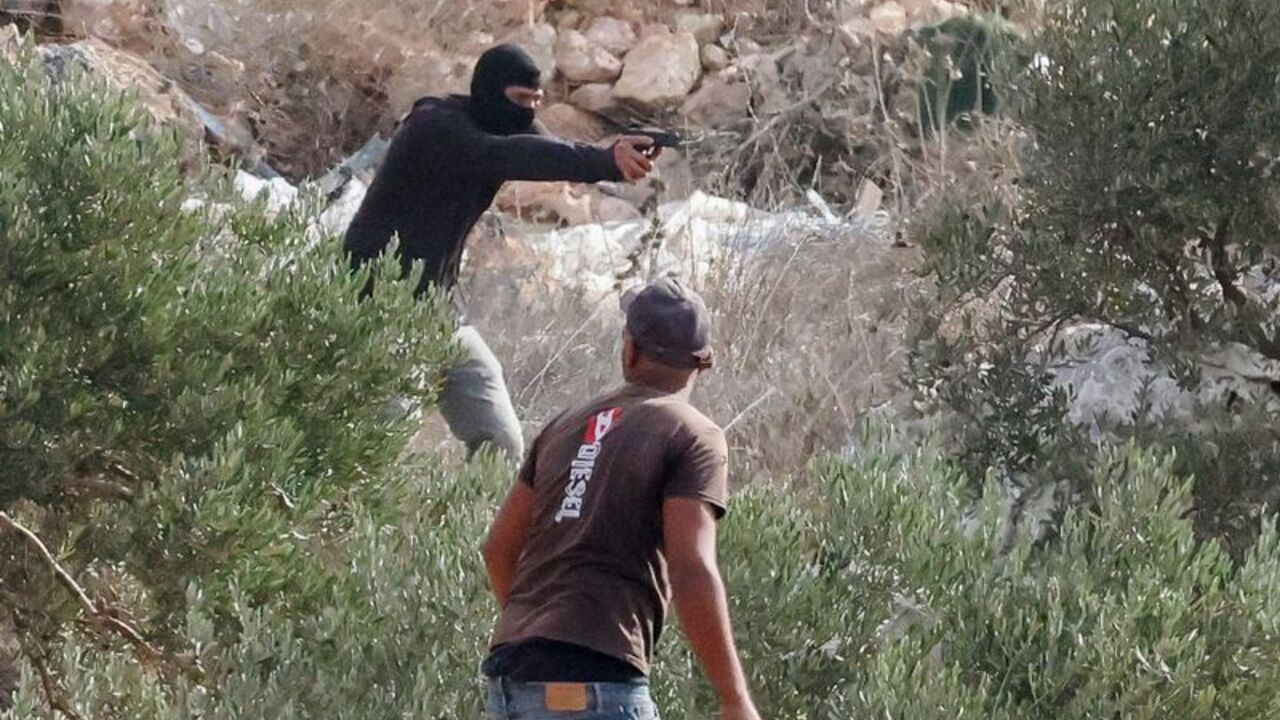 Israeli settlers and Palestinians harvesting olives clash in Abu Falah