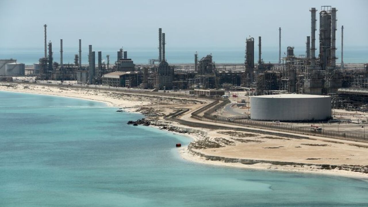 General view of Saudi Aramco's Ras Tanura oil refinery and oil terminal in Saudi Arabia