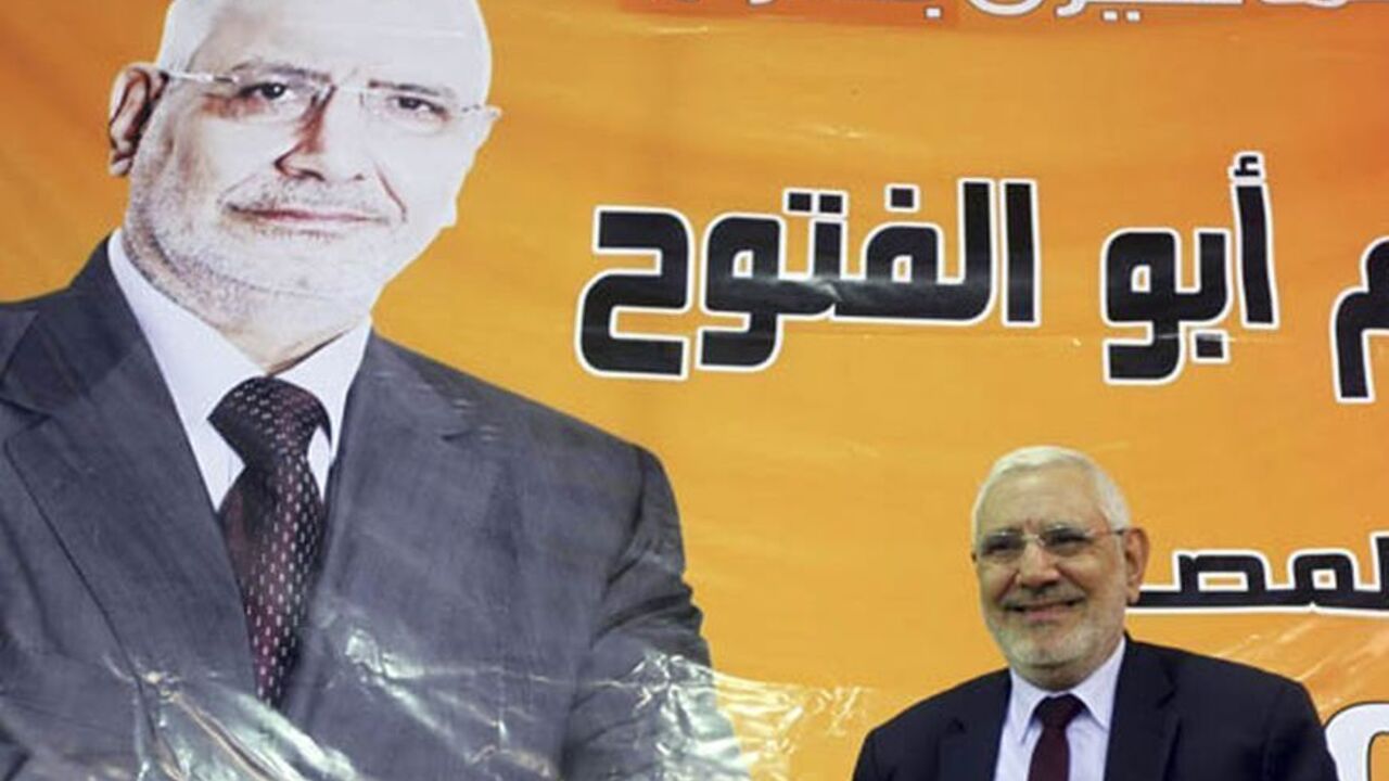 Egyptian presidential candidate and former leader of the Muslim Brotherhood Dr. Abdel Moneim Abu El Fatouh attends a presidential campaign in Toukh, El-Kalubia governorate, about 38 km (24 miles) northeast of Cairo March 8, 2012. Nominations for Egypt's presidential election will be accepted from March 10 and the presidential election, to be held on May 23 and 24 officials said, signalling the military rulers have accelerated their plan for handing power to civilians. REUTERS/Amr Abdallah Dalsh  (EGYPT - Ta