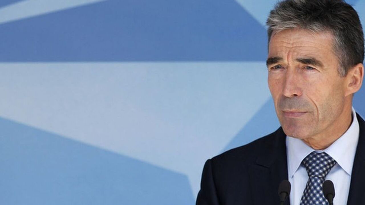 NATO Secretary General Anders Fogh Rasmussen briefs the media after a meeting of the North Atlantic Council at the Alliance headquarters in Brussels June 26, 2012. NATO member states condemned Syria on Tuesday for its shooting down of a Turkish military jet, calling it "unacceptable" and demanding that Damascus take steps to prevent further incidents.   REUTERS/Francois Lenoir (BELGIUM - Tags: POLITICS MILITARY PROFILE)