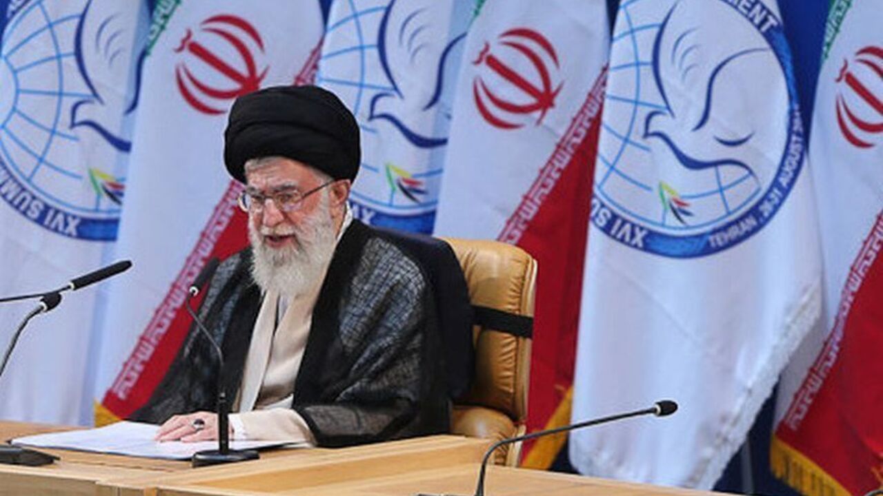 Iran's Supreme Leader Ayatollah Ali Khamenei speaks during the 16th summit of the Non-Aligned Movement in Tehran, August 30, 2012. REUTERS/Hamid Forootan/ISNA (IRAN - Tags: POLITICS) FOR EDITORIAL USE ONLY. NOT FOR SALE FOR MARKETING OR ADVERTISING CAMPAIGNS. THIS IMAGE HAS BEEN SUPPLIED BY A THIRD PARTY. IT IS DISTRIBUTED, EXACTLY AS RECEIVED BY REUTERS, AS A SERVICE TO CLIENTS