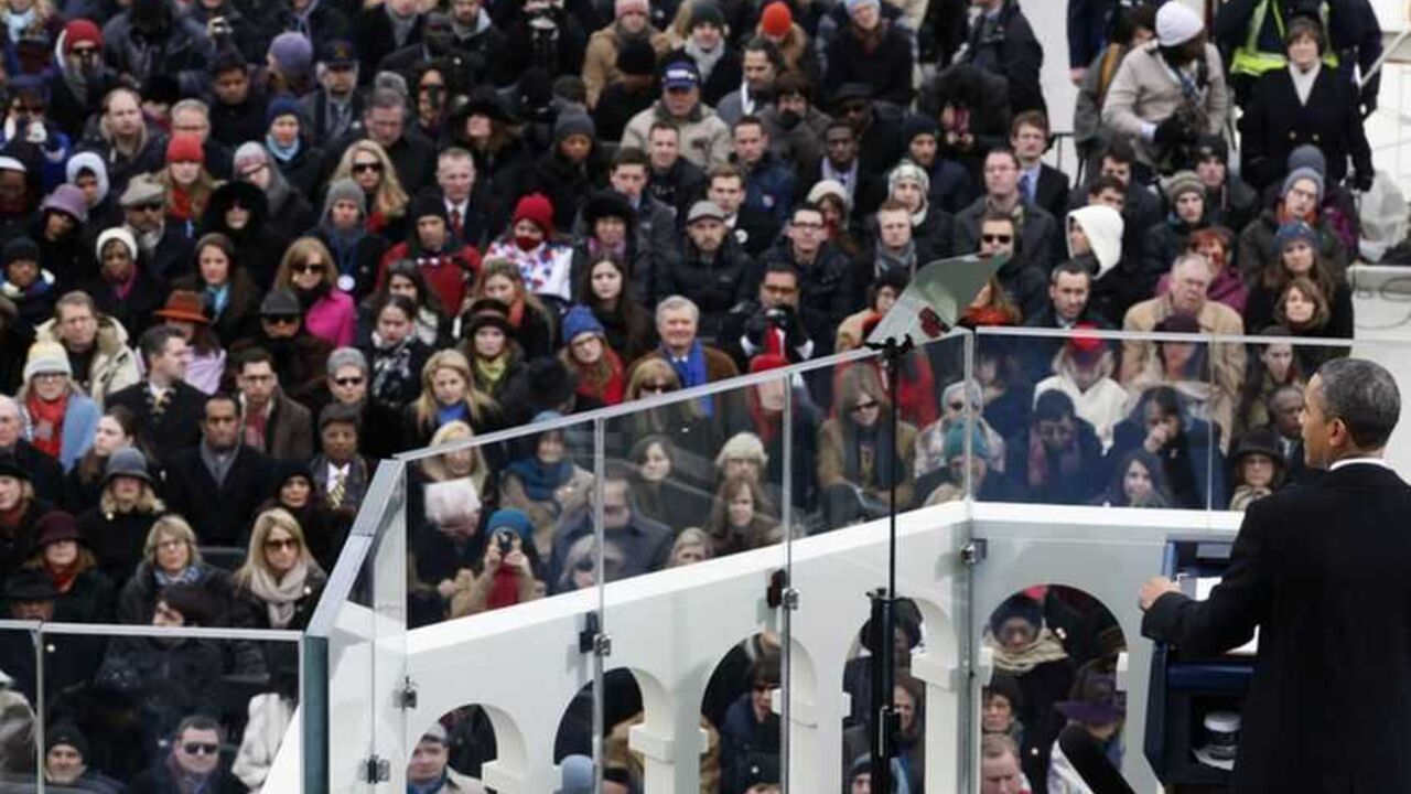 U.S. President Barack Obama delivers his inaugural address during inauguration ceremonies in Washington, January 21, 2013. REUTERS/Rick Wilking (UNITED STATES  - Tags: POLITICS)