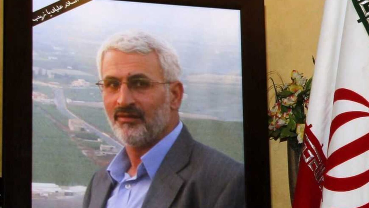 A picture of Hessam Khoshnevis is placed at the condolences hall at the Iranian Embassy at Beirut February 14, 2013. Khoshnevis, an Iranian Revolutionary Guard commander, has been killed inside Syria by rebels battling Iran's close ally President Bashar al-Assad, Iranian officials and a rebel leader said on Thursday. Syrian rebels have repeatedly accused Tehran of sending fighters to help Assad crush the 22-month-old uprising, a charge Iran has denied. REUTERS/Sharif Karim (LEBANON - Tags: POLITICS CIVIL UN