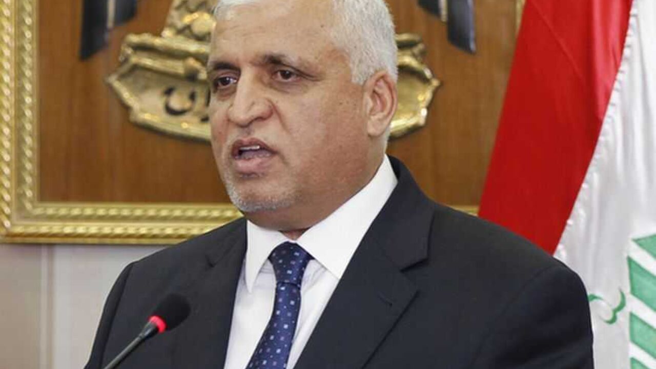 Iraqi National Security Adviser Faleh Al-Fayad speaks to the media during a joint news conference with Iran's Supreme National Security Council Secretary Saeed Jalili (not pictured) in Baghdad, August 8, 2012.  REUTERS/Mohammed Ameen (IRAQ - Tags: POLITICS) - RTR36GIM