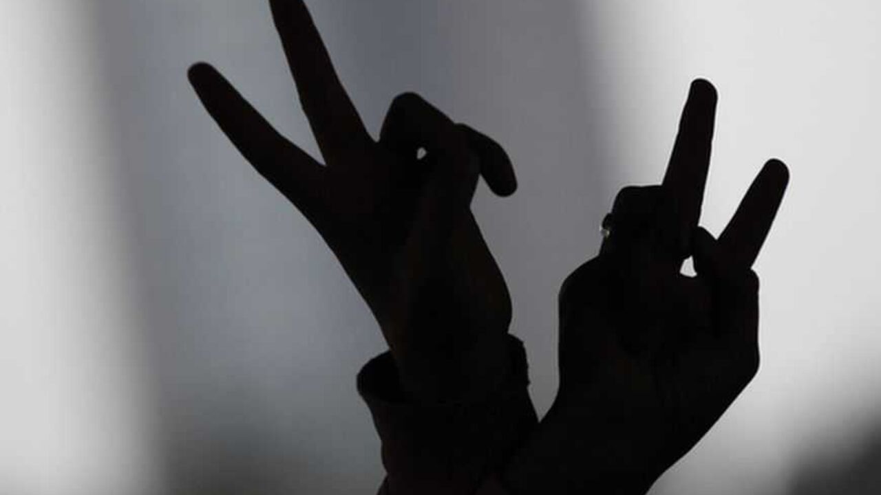 A pro-Kurdish demonstrator gestures during a protest in Istanbul February 15, 2013. Supporters of the pro-Kurdish Peace and Democracy Party (BDP) held a protest to mark the 14th anniversary of the capture of Kurdistan Workers' Party (PKK) leader Abdullah Ocalan. REUTERS/Murad Sezer (TURKEY - Tags: POLITICS CIVIL UNREST) - RTR3DU77