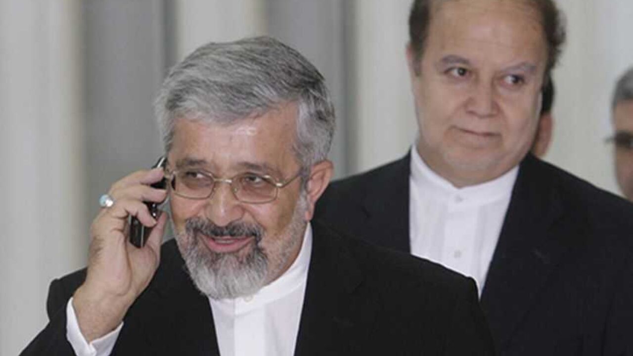 Iran's International Atomic Energy Agency (IAEA) ambassador Ali Asghar Soltanieh (L) and Hamid-Reza Asgari, a senior advisor in Iran's Atomic Energy Organization, attend a meeting on the Iranian nuclear issue in Vienna with EU, Russian and U.S. diplomats in Vienna's UN headquarters October 21, 2009. High-stakes talks between Iran and big powers that stalled on Tuesday will resume on Wednesday and the U.N. nuclear watchdog chief said a deal was still in reach to help allay concerns about Tehran's nuclear pro