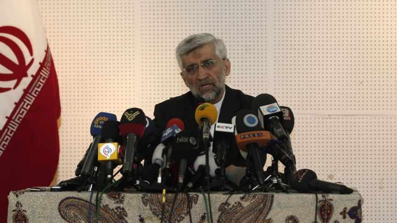 Iran's chief negotiator Saeed Jalili attends a news conference at the Iranian Consulate in Istanbul May 16, 2013. Iran is prepared to pursue nuclear diplomacy with world powers before or after next month's presidential election in the Islamic Republic, its chief negotiator said on Thursday.  REUTERS/Osman Orsal (TURKEY - Tags: POLITICS) ENERGY) - RTXZOPP