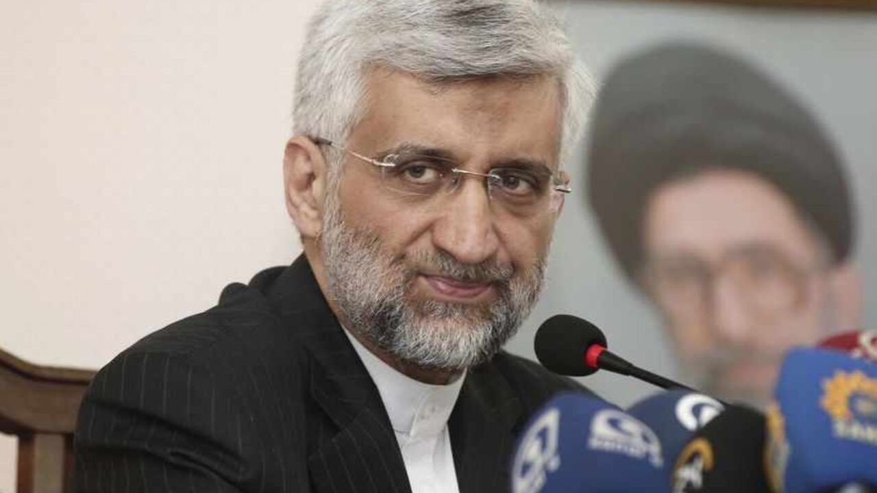 Iran's chief negotiator Saeed Jalili attends a news conference at the Iranian Consulate in Istanbul May 16, 2013. Iran is prepared to pursue nuclear diplomacy with world powers before or after next month's presidential election in the Islamic Republic, its chief negotiator said on Thursday.  REUTERS/Osman Orsal (TURKEY - Tags: POLITICS TPX IMAGES OF THE DAY) - RTXZOPK