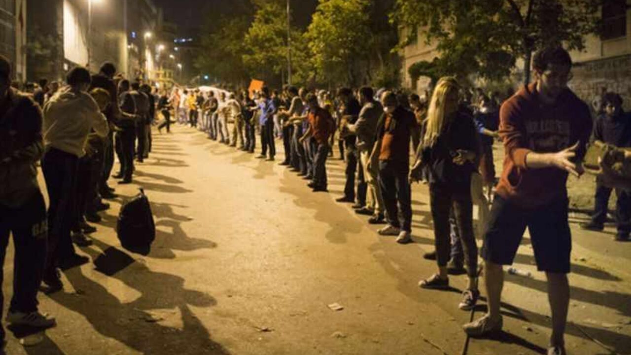 ISTANBUL, TURKEY - JUNE 06:  A protestors build a makeshift barricade  near Turkish prime minister Recep Tayyip Erdogan office, between Taksim and Besiktas, early morning on June 6, 2013 in Istanbul, Turkey. The protests began initially over the fate of Taksim Gezi Park, one of the last significant green spaces in the center of the city. The heavy-handed viewed response of the police, Prime Minister Recep Tayyip Erdogan and his government's increasingly authoritarian agenda has broadened the rage of the cla