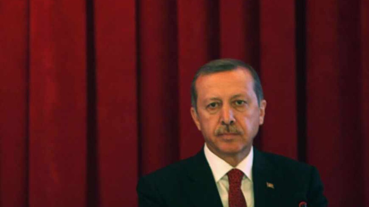 Turkey Prime Minister Tayyip Erdogan is pictured after his speech during conference in Ankara, June 18, 2013.  Police raided addresses across Turkey on Tuesday and detained dozens of people in an operation linked to three weeks of often violent protests against Erdogan. REUTERS/Dado Ruvic (TURKEY - Tags: POLITICS CIVIL UNREST) - RTX10S0B