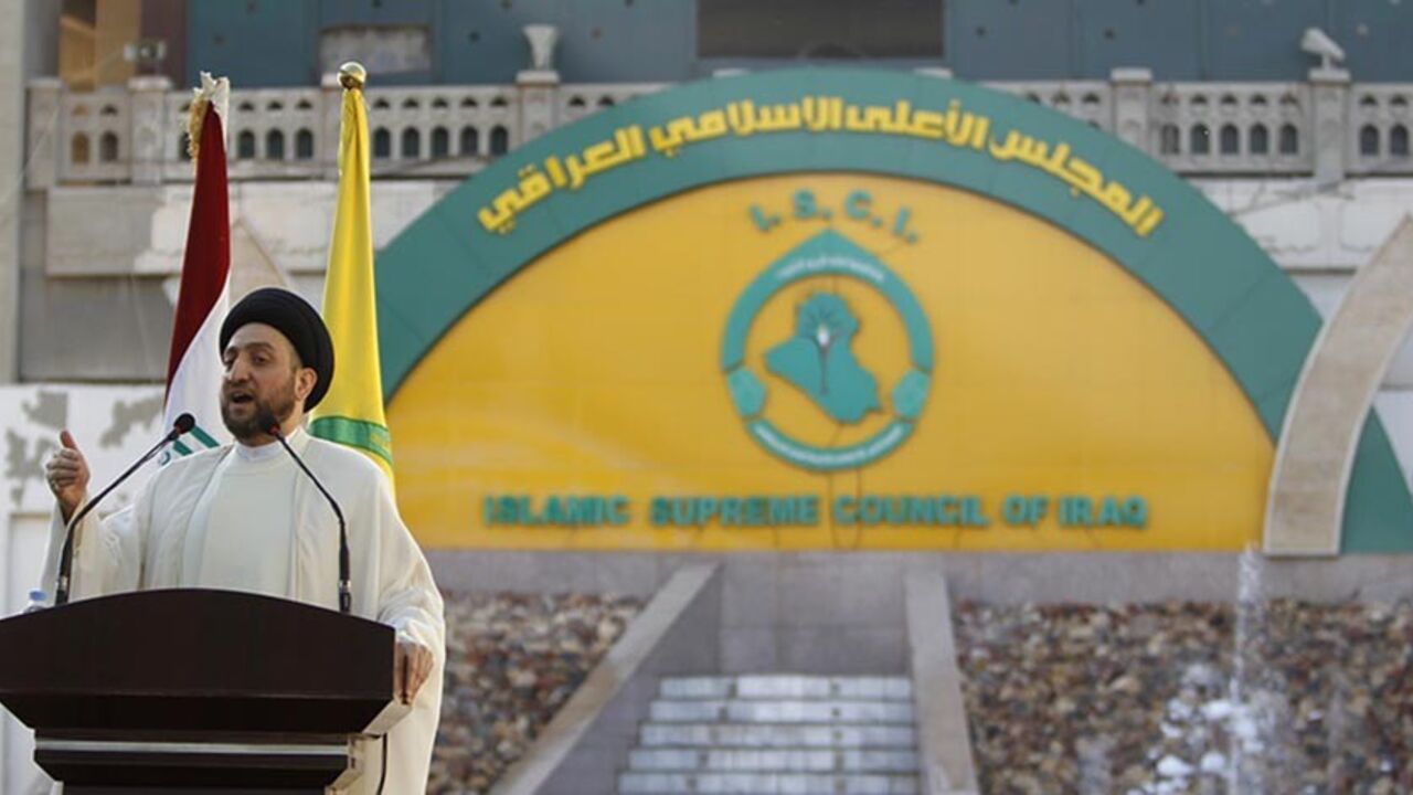 Ammar al-Hakim, leader of the Islamic Supreme Council of Iraq (ISCI), gives a speech during prayers for the Muslim festival of Eid al-Adha in Baghdad, October 16, 2013. Muslims around the world celebrate Eid al-Adha, marking the end of the haj, by slaughtering sheep, goats, cows and camels to commemorate Prophet Abraham's willingness to sacrifice his son Ismail on God's command.  REUTERS/Saad Shalash (IRAQ - Tags: RELIGION SOCIETY POLITICS) - RTX14DIE