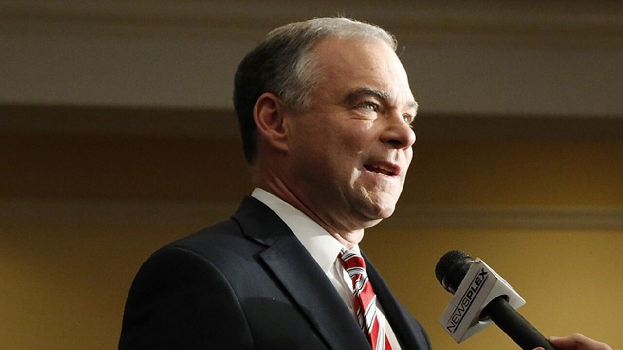 Democratic U.S. Senate candidate Tim Kaine (D-VA) does a series of interviews at the site of his election-night party during the U.S. presidential election in Richmond, Virginia November 6, 2012.   REUTERS/Jonathan Ernst    (UNITED STATES - Tags: POLITICS ELECTIONS USA PRESIDENTIAL ELECTION) - RTR3A32N