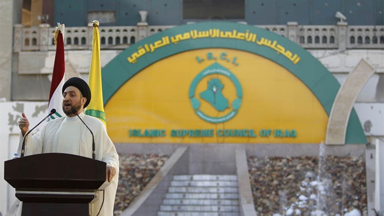 Ammar al-Hakim, leader of the Islamic Supreme Council of Iraq (ISCI), gives a speech during prayers for the Muslim festival of Eid al-Adha in Baghdad, October 16, 2013. Muslims around the world celebrate Eid al-Adha, marking the end of the haj, by slaughtering sheep, goats, cows and camels to commemorate Prophet Abraham's willingness to sacrifice his son Ismail on God's command.  REUTERS/Saad Shalash (IRAQ - Tags: RELIGION SOCIETY POLITICS) - RTX14DIE