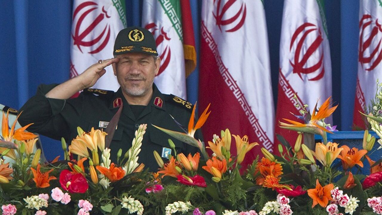 EDITORS' NOTE: Reuters and other foreign media are subject to Iranian restrictions on their ability to report, film or take pictures in Tehran

Iran's Armed Forces Chief of Staff Hassan Firouzabadi (R) and former Revolutionary Guards commander Yahya Rahim-Safavi salute during a military parade to commemorate the 1980-88 Iran-Iraq war, in Tehran September 22, 2010. REUTERS/Morteza Nikoubazl (IRAN - Tags: ANNIVERSARY MILITARY POLITICS) - RTXSIL4