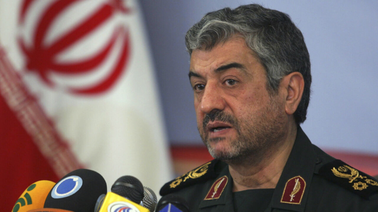 EDITORS' NOTE: Reuters and other foreign media are subject to Iranian restrictions on their ability to film or take pictures in Tehran.

Mohammad Ali Jafari, commander of the Islamic Revolutionary Guard Corp, attends a news conference in Tehran February 7, 2011. REUTERS/STRINGER (IRAN - Tags: POLITICS MILITARY) - RTXXKFA