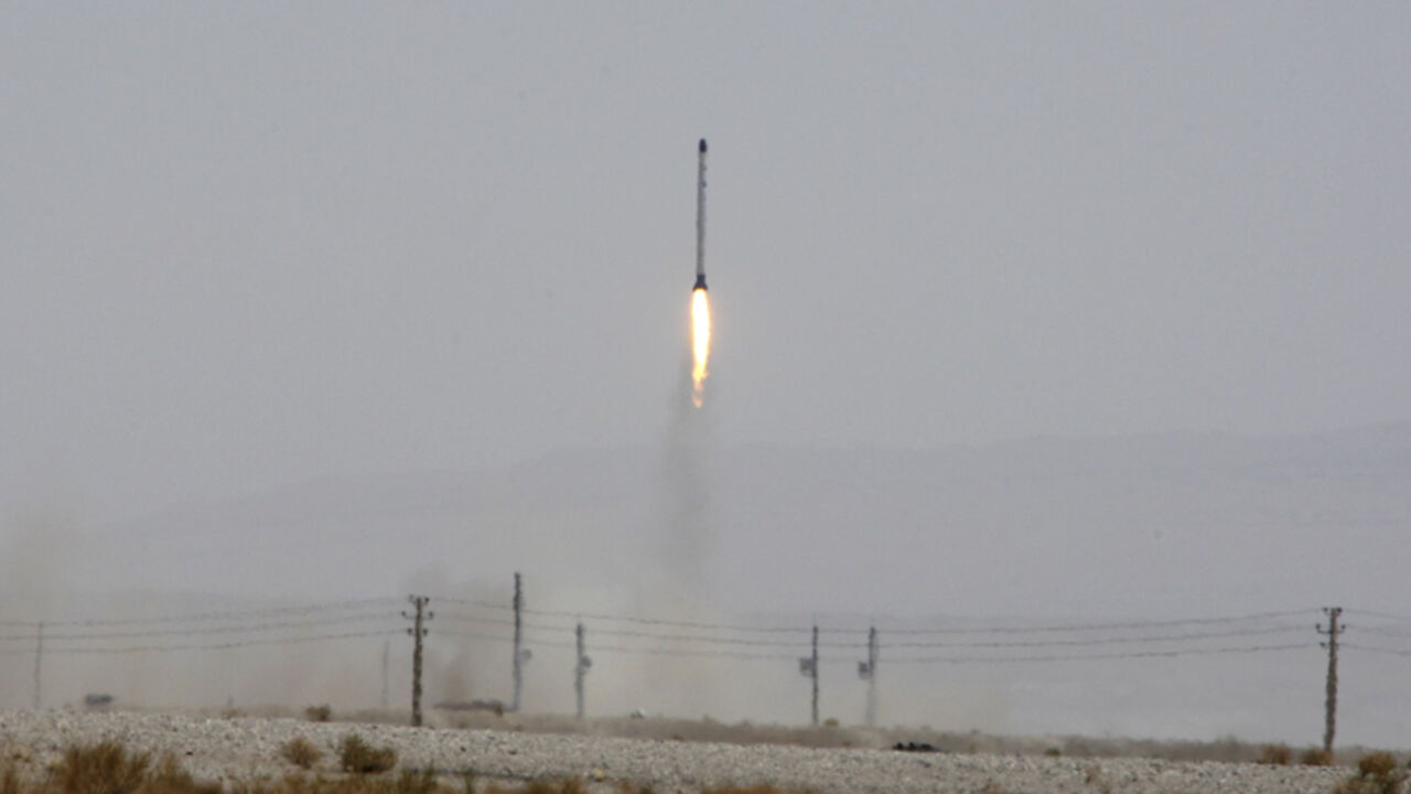 EDITORS' NOTE: Reuters and other foreign media are subject to Iranian restrictions on their ability to report, film or take pictures in Tehran. 

An undated handout picture shows the launch of the Safir (ambassador) satellite-carrier rocket, carrying Iran's Rasad (Observation) satellite at an unknown location in Iran. Iran has successfully launched a second domestically built satellite into orbit, Iran's Arabic language al-Alam television reported on June 15, 2011.REUTERS/Vahidreza Alaii/Handout (IRAN - Tag