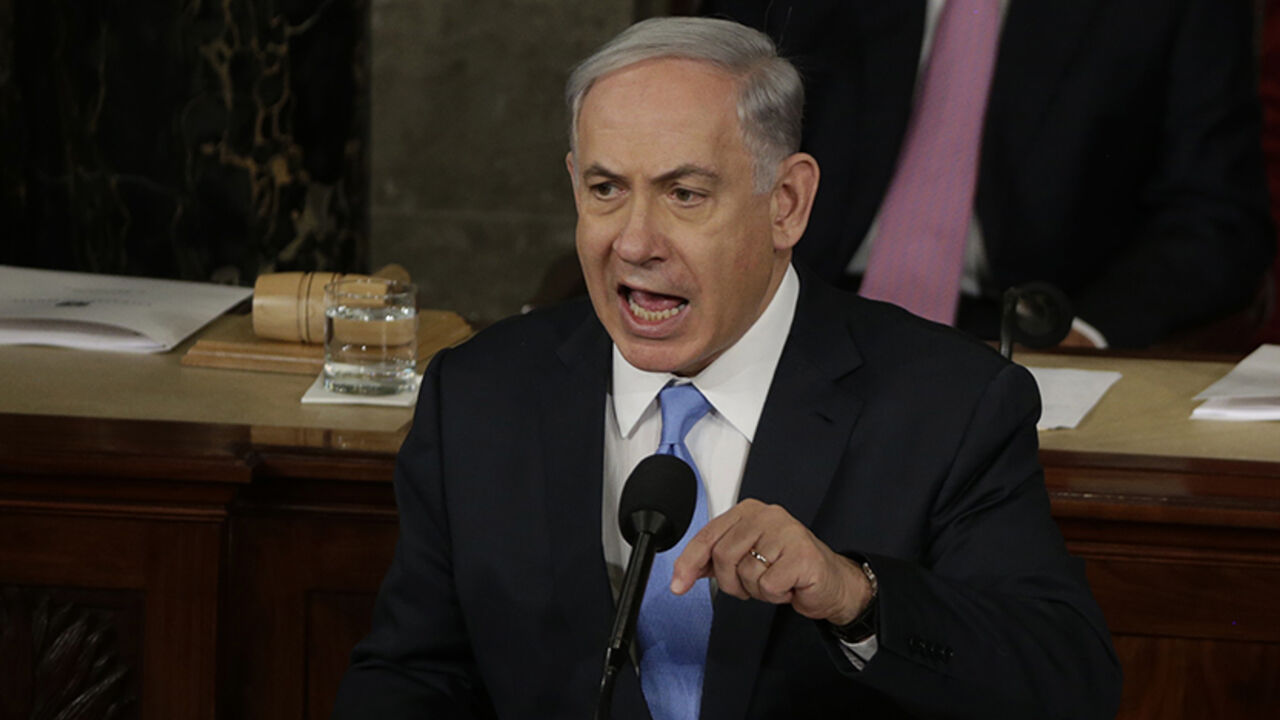 Israeli Prime Minister Benjamin Netanyahu addresses a joint meeting of Congress in the House Chamber on Capitol Hill in Washington, March 3, 2015. REUTERS/Gary Cameron (UNITED STATES  - Tags: POLITICS)   - RTR4RWHO