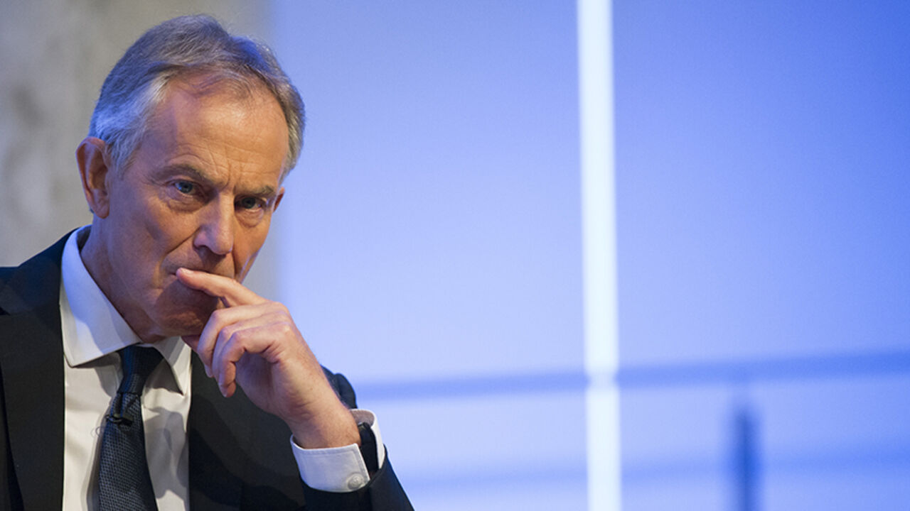 Former British Prime Minister Tony Blair listens to a question during an appearance at the 9/11 Memorial Museum in New York October 6, 2015. REUTERS/Brendan McDermid  - RTS3AIQ