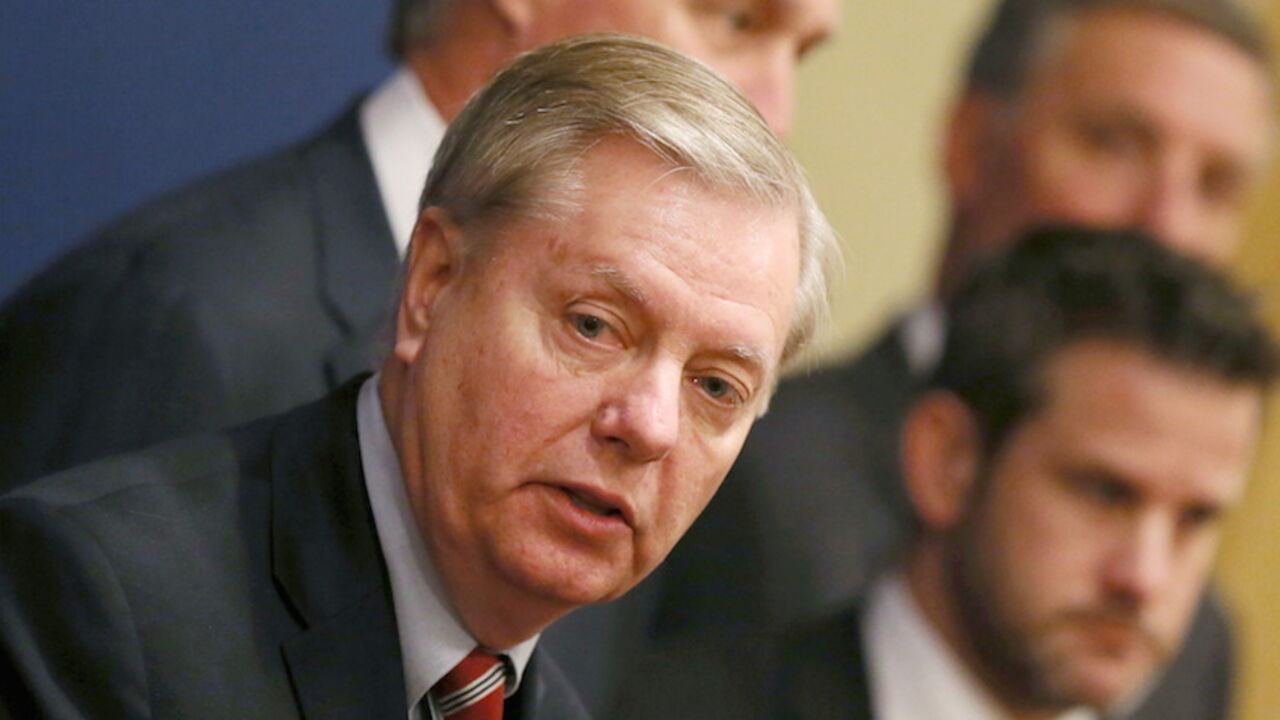 U.S. Senator Lindsey Graham speaks during a news conference in Cairo, Egypt April 3, 2016. REUTERS/Mohamed Abd El Ghany - RTSDCJP