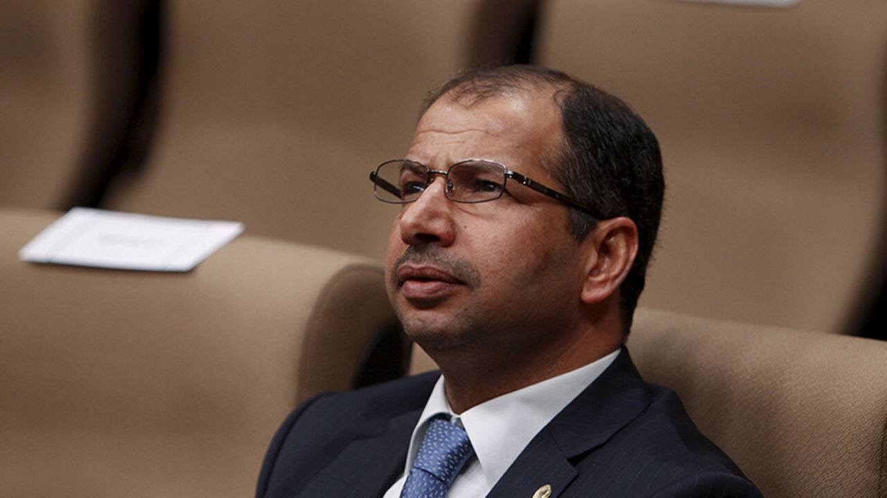Iraqi Parliament Speaker Salim al-Jabouri attends a conference at the Foreign Ministry in Baghdad March 31, 2015. REUTERS/Ahmed Saad - RTR4VMP5