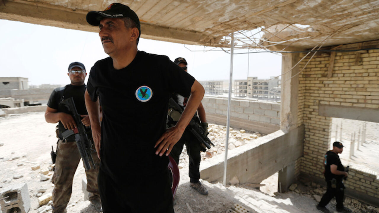 Lieutenant General Abdelwahab al-Saadi speaks during an interview with Reuters in Falluja, Iraq, June 20, 2016. REUTERS/Thaier Al-Sudani - RTX2H7ML