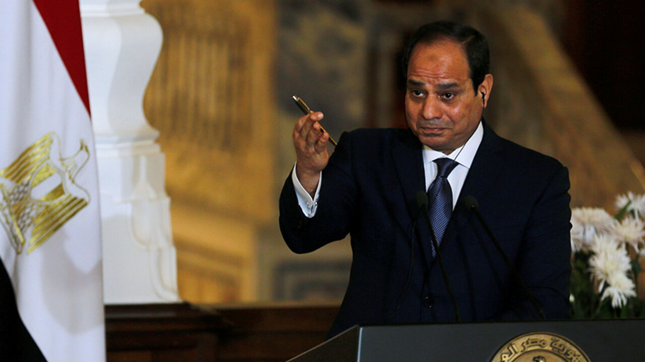 Egypt's President Abdel Fattah al-Sisi speaks during a news conference with German Chancellor Angela Merkel (unseen) at the El-Thadiya presidential palace in Cairo, Egypt, March 2, 2017. REUTERS/Amr Abdallah Dalsh - RTS115YV