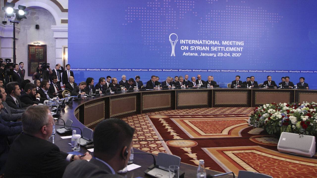 Participants of Syria peace talks attend a meeting in Astana, Kazakhstan January 23, 2017. REUTERS/Mukhtar Kholdorbekov - RTSWX03