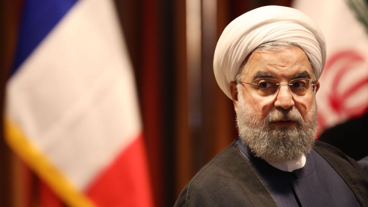 Iranian President Hassan Rouhani waits for the arrival of his French counterpart at New York's Millenium Hotel for a meeting on September 18, 2017 on the sidelines of the UN General Assembly. / AFP PHOTO / ludovic MARIN        (Photo credit should read LUDOVIC MARIN/AFP/Getty Images)