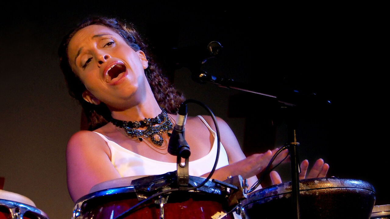 BOLOGNA, ITALY - AUGUST 27:  Israelian musician Noa performs in concert with israeli palestinian singer Mira Awad their concert at Festa Nazionale dell'Unita on August 27, 2014 in Bologna, Italy.  (Photo by Roberto Serra - Iguana Press/Getty Images)