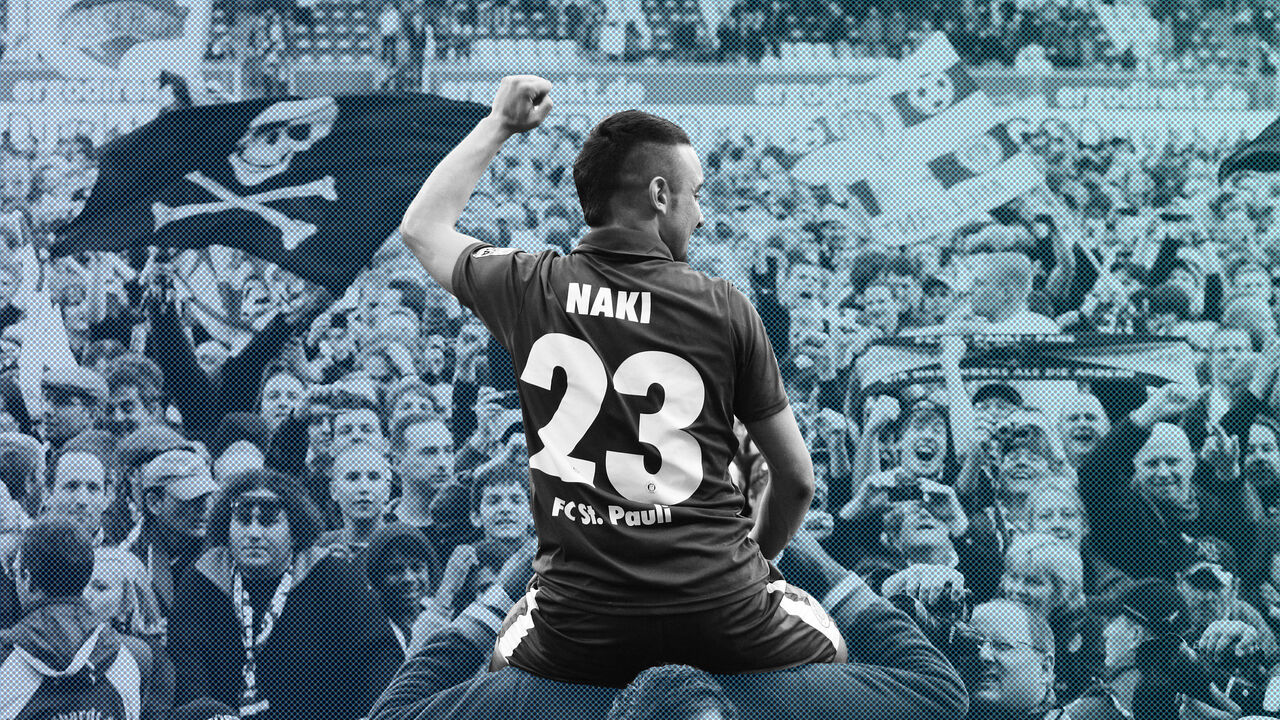 FC St. Pauli's Deniz Naki celebrates with supporters their victory after the German Bundesliga second division soccer match against Greuther Fuerth in Fuerth May 2, 2010. St. Pauli won the match 4-1. REUTERS/Michaela Rehle (GERMANY - Tags: SPORT SOCCER) ONLINE CLIENTS MAY USE UP TO SIX IMAGES DURING EACH MATCH WITHOUT THE AUTHORITY OF THE DFL. NO MOBILE USE DURING THE MATCH AND FOR A FURTHER TWO HOURS AFTERWARDS IS PERMITTED WITHOUT THE AUTHORITY OF THE DFL. FOR MORE INFORMATION CONTACT DFL DIRECTLY - BM2E6